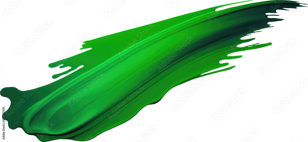 Green Brush Stroke Watercolor Liquid Isolated On White Background