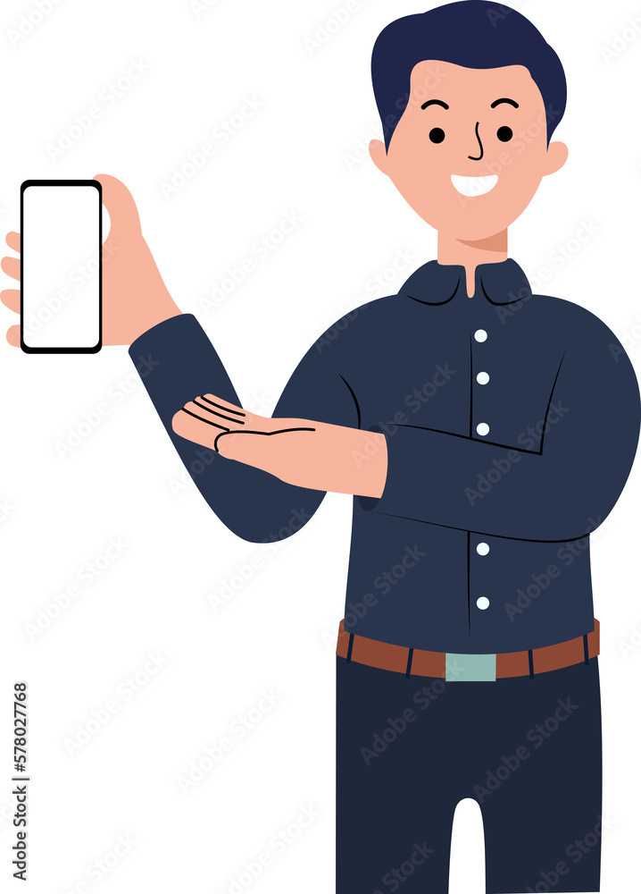 Employees doing presentations using cell phones. man in suit showing cell phone with blank screen. marketing Employees doing presentations using cell phones. man in suit showing cell phone with blank screen. marketing