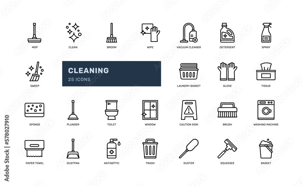 cleaning washing laundry household service for hygiene detailed outline line icon set cleaning washing laundry household service for hygiene detailed outline line icon set