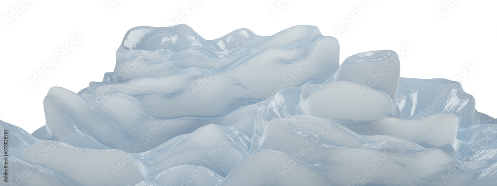 透明な背景に分離された雪と氷の景色。