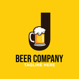 Letter J Beer Logo Design Template Inspiration, Vector Illustration.