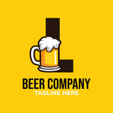 Letter L Beer Logo Design Template Inspiration, Vector Illustration.