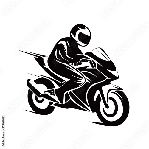 motorcycle silhouette design. fast biker sign and symbol. sport motorbike illustration.