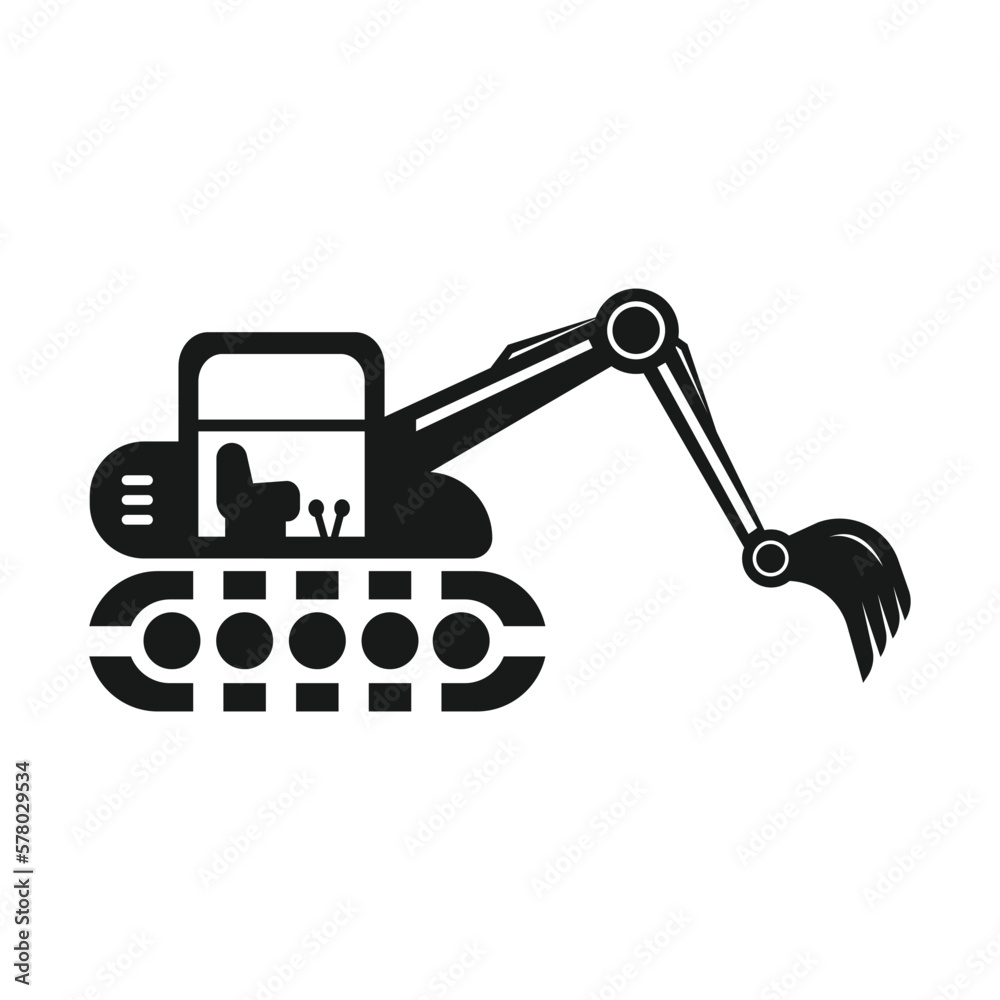 Excavator icon vector design template on white background Excavator icon vector design template on white background