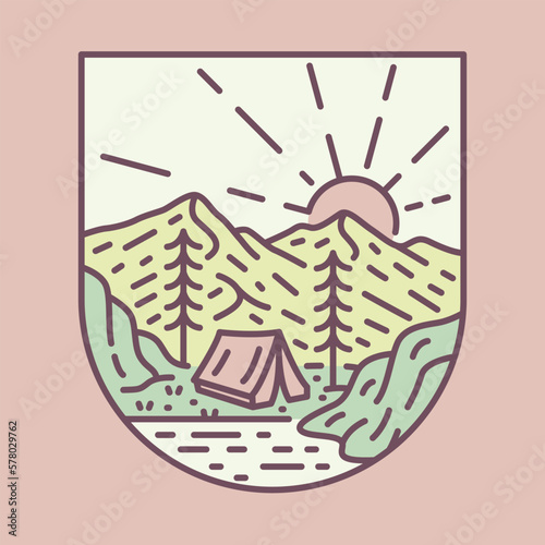 Camping and mountains graphic illustration vector art t-shirt design