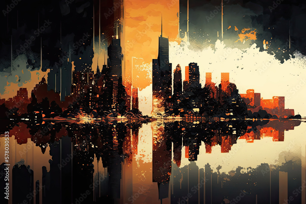 A mesmerizing abstract painting capturing the essence of New York Created Using Generative Ai