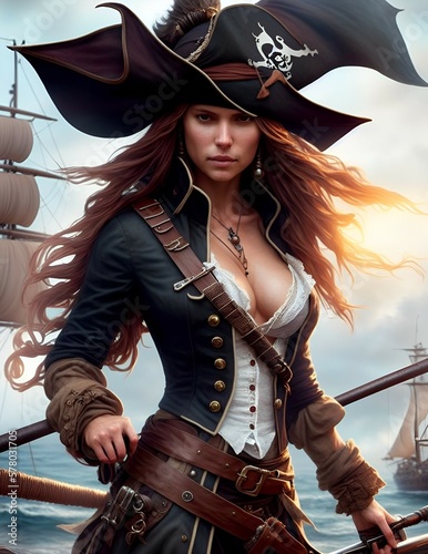A strong and appealing female pirate