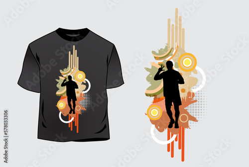 T-shirt template with graphic sport template, ready for maraton or jogging, vector