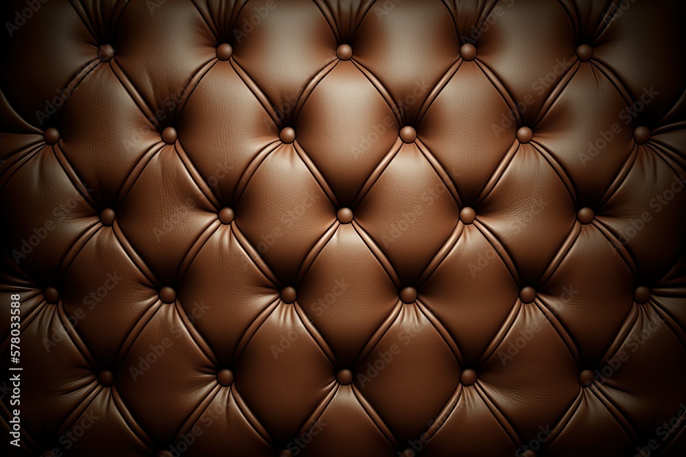 Fototapeta premium Brown leather capitone background texture (Ai generated)