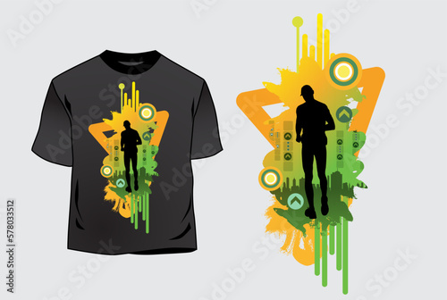 T-shirt template with graphic sport template, ready for maraton or jogging, vector