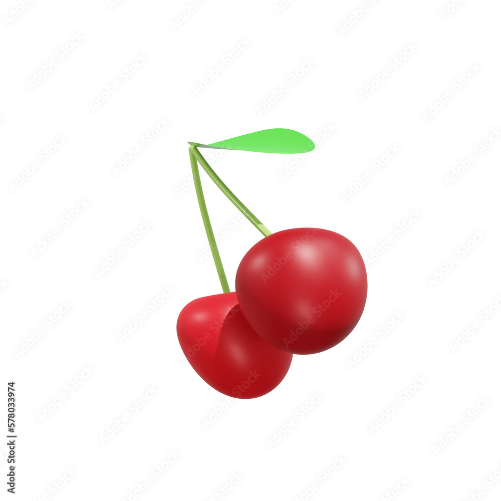Cherry ceri fruit 3d render illustration, icon,view, render, hd ...