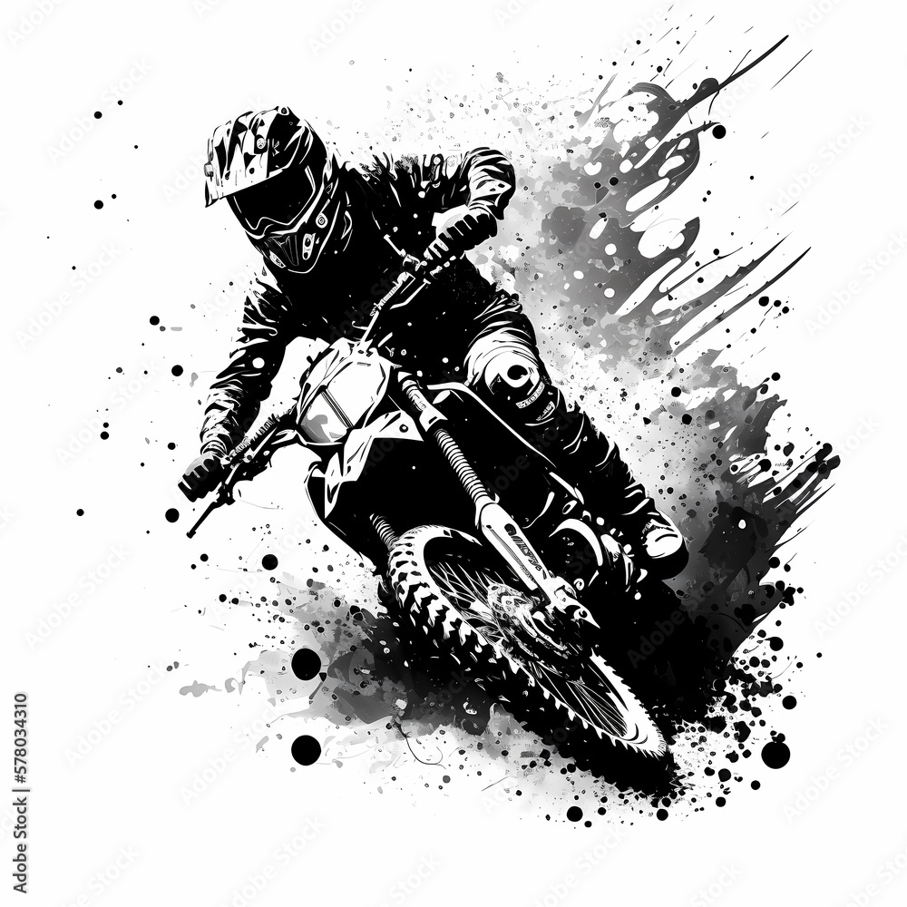 Motocross isolated white. Generative AI Motocross isolated white. Generative AI