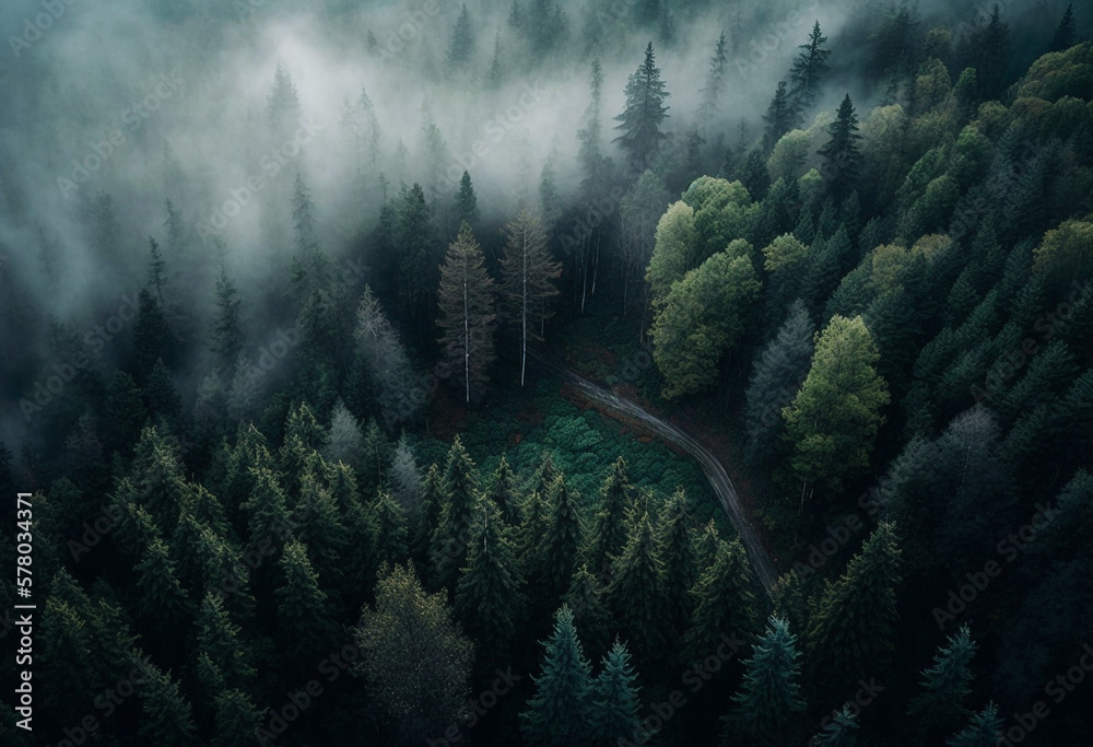 A Mystical Morning in the Foggy Forest: An AI-Generated Render of an Artificial Landscape A Mystical Morning in the Foggy Forest: An AI-Generated Render of an Artificial Landscape