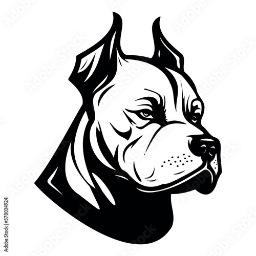 Dog Breed Line Art Logo - Pit Bull.
Vector illustration icon isolated on white background.