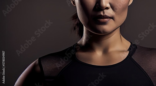 Female Asian Sports Athlete Wearing Sports Clothing Generative AI