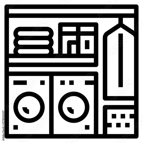 washing machine line icon style