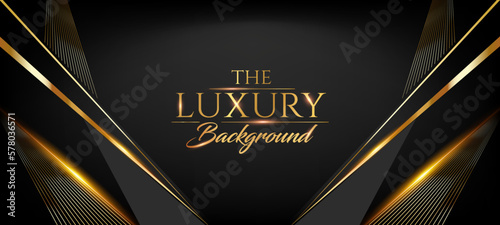 Black Golden Stage Award Background. Side Corner Lines Trophy on Luxury Background. Modern Abstract Design Template. LED Visual Motion Graphics. Wedding Marriage Invitation 