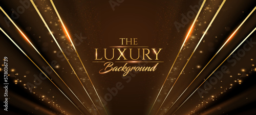 Black Golden Stage Award Background. Side Corner Lines Trophy on Luxury Background. Modern Abstract Design Template. LED Visual Motion Graphics. Wedding Marriage Invitation Poster.