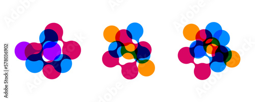 Scientific logo, set of abstract color bubbles