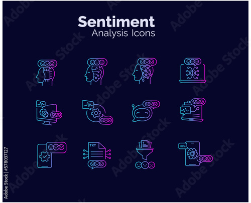 Sentiment analysis vector line icons