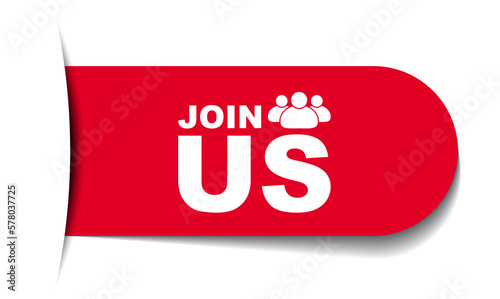red vector illustration banner join us