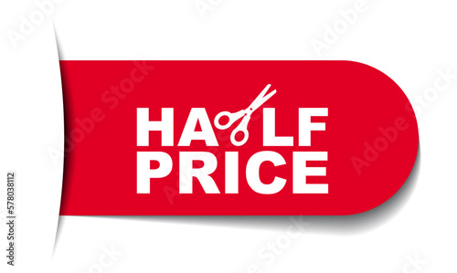 red vector illustration banner half price
