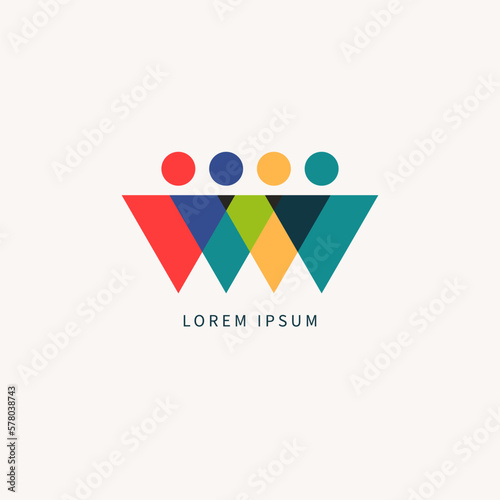 Group of triangular people logotype, people triangles logo