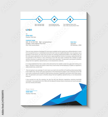 Blue And Black professional Letterhead template