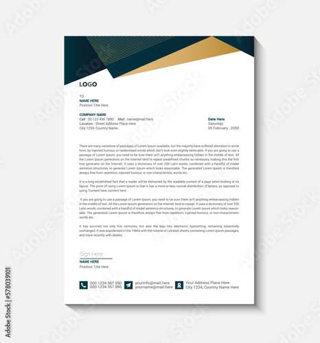 Geometric  Black and Blue Letterhead Template