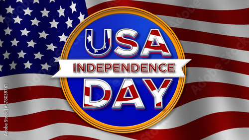 3d rendering USA Independence day animation background with American flag and free copy space. 4th of July celebration background. Attributes of American symbols for the national holiday.