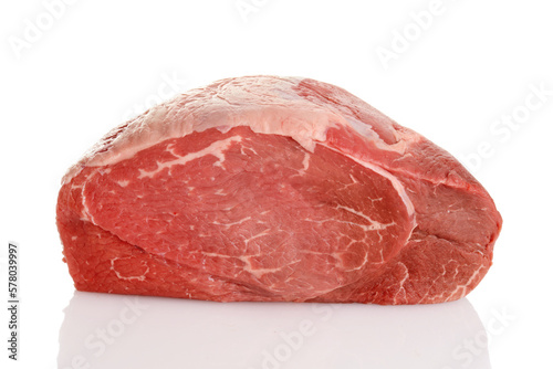 Photography closeup sirloin tip roast on a white background