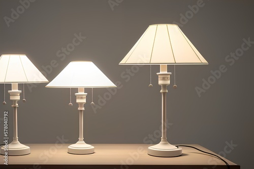 Modern lampshades on gray background