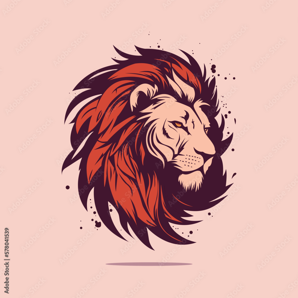 A lion head logo illustration.
