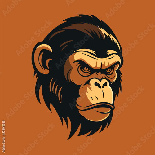 An angry monkey head illustration.