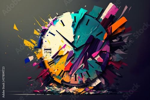Time in Pieces: A Colorful and Dynamic Clock Abstraction. Generative AI.