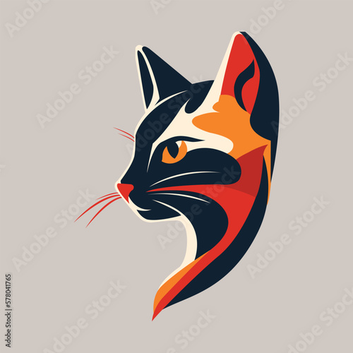 A cat logo with a black and red face for the brand or company