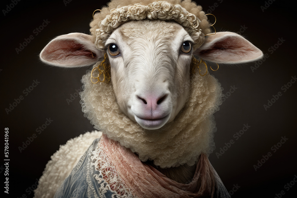 Obraz premium Diva sheep, generative ai