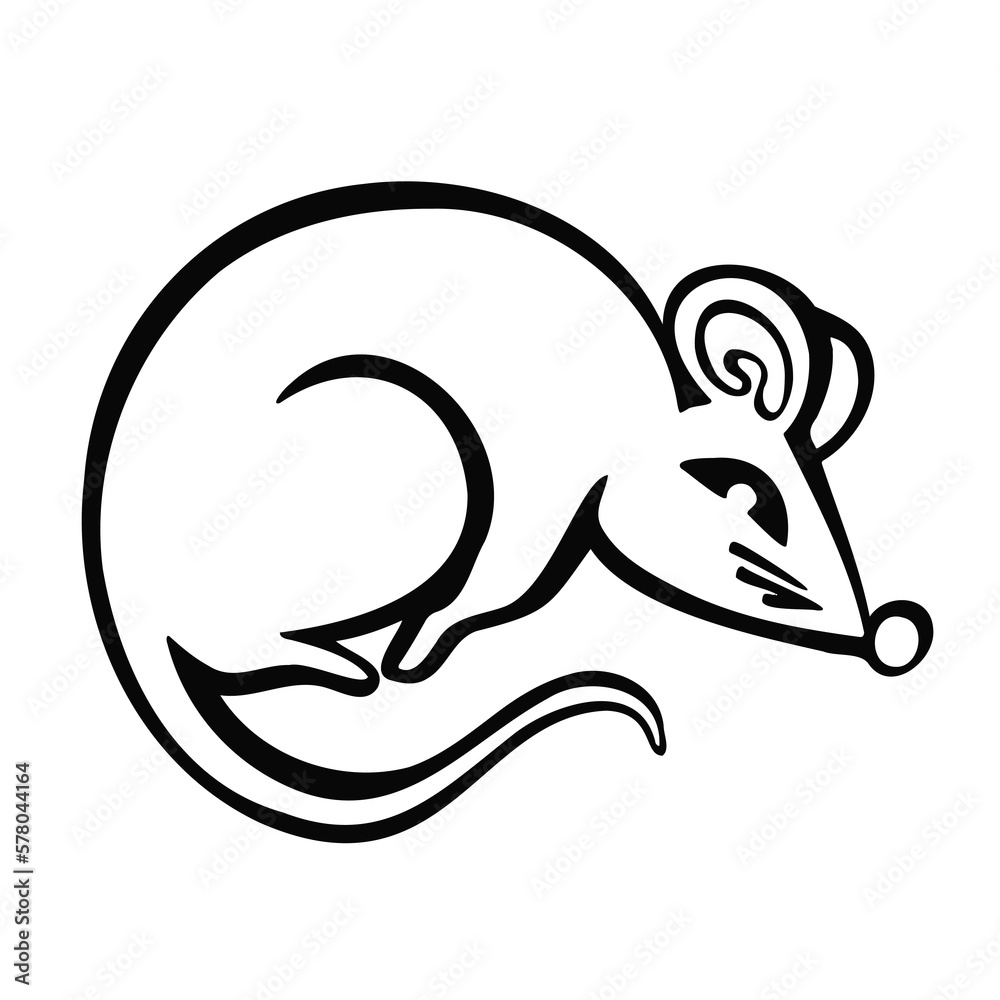 Symbol of the year, mouse, rat, hamster, rodent, line and vector illustration Symbol of the year, mouse, rat, hamster, rodent, line and vector illustration