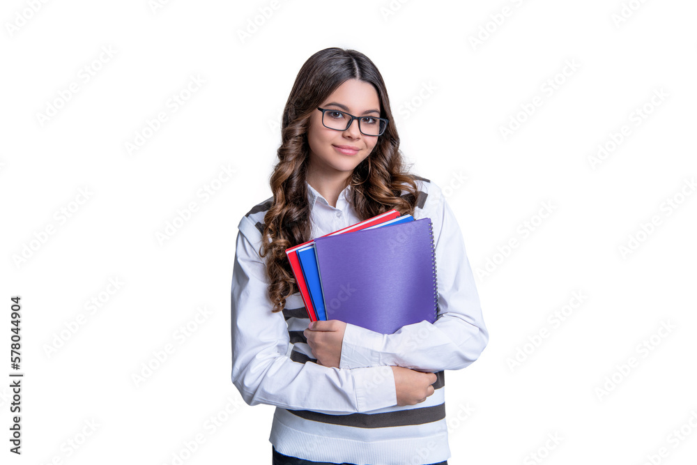 cheerful teen girl study at school in studio. teen girl study at school on background. cheerful teen girl study at school in studio. teen girl study at school on background.