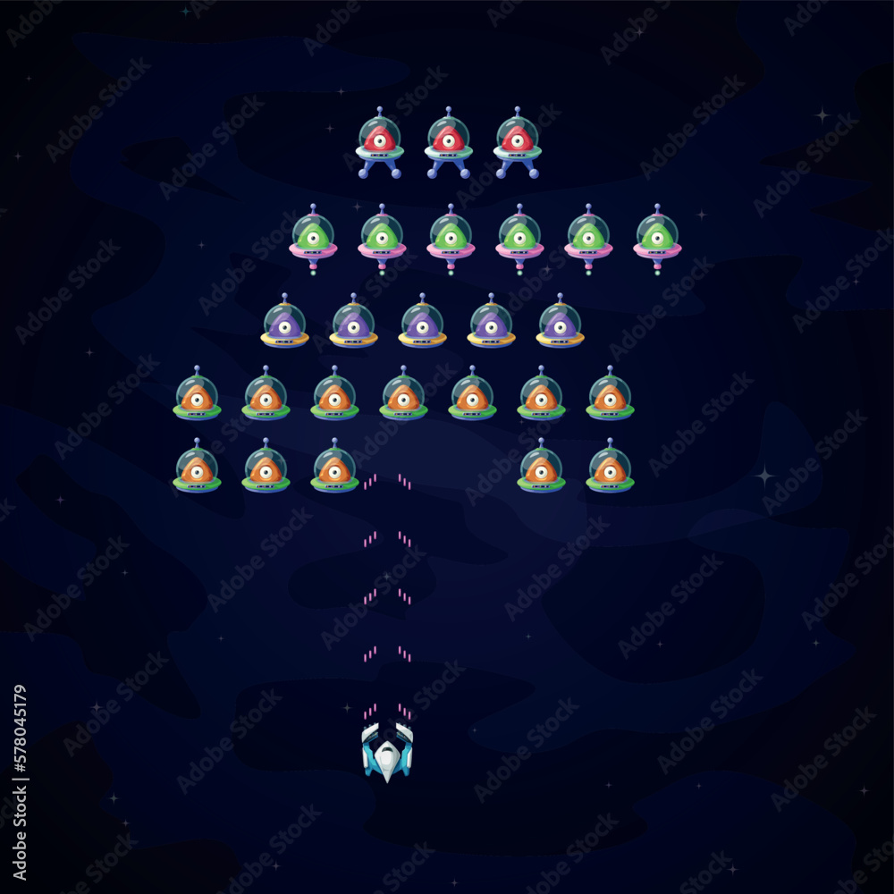 Fototapeta premium a top view game about space invaders