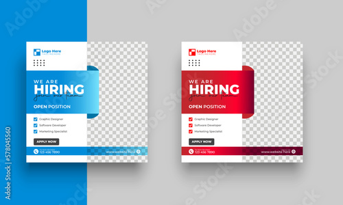 We are hiring job vacancy social media post or square web banner template design
