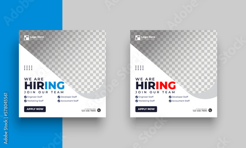 We are hiring job vacancy social media post or square web banner template design
