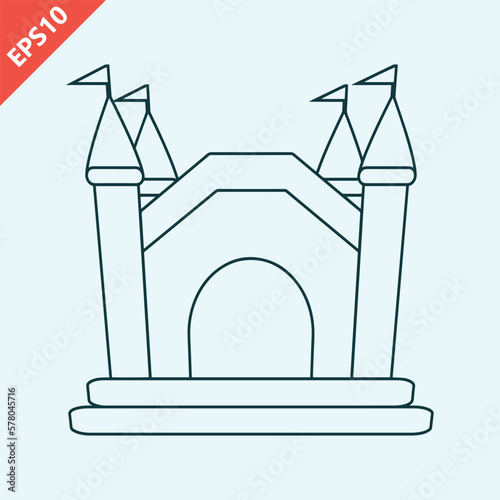 hand drawn bounce house logo cartoon icon design template black isolated vector illustration