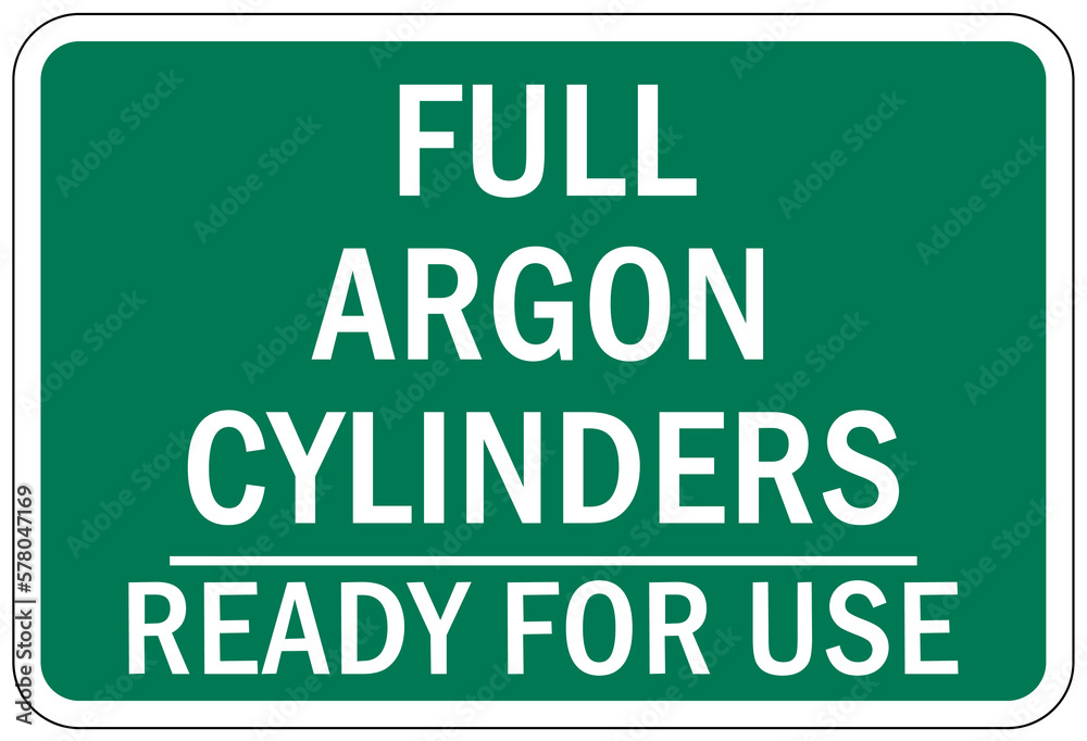 Argon chemical hazard sign and labels argon full cylinders,ready to use