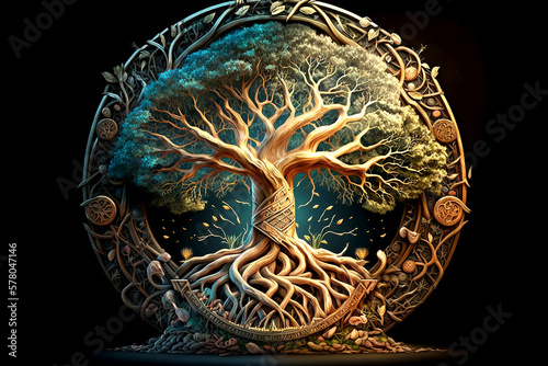 Beautiful tree of life, sacred symbol. Individuality, prosperity and growth concept.