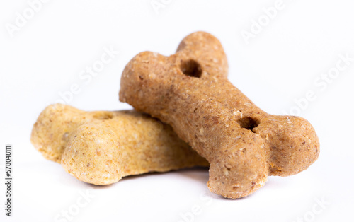 Detail of dog treats, delicacy bones isolated on white background.