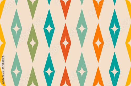 Mid-century modern atomic age background in teal and orange. Ideal for wallpaper and fabric design.
