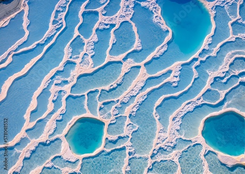 beautiful aerial view of the pamukkale turk from a cliff of the dead sea. the concept of 