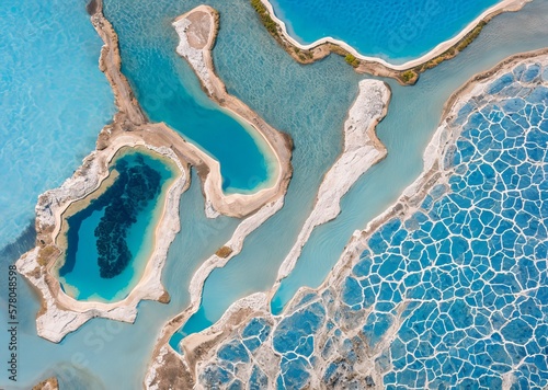 beautiful aerial view of the pamukkale turk from a cliff of the dead sea. the concept of 