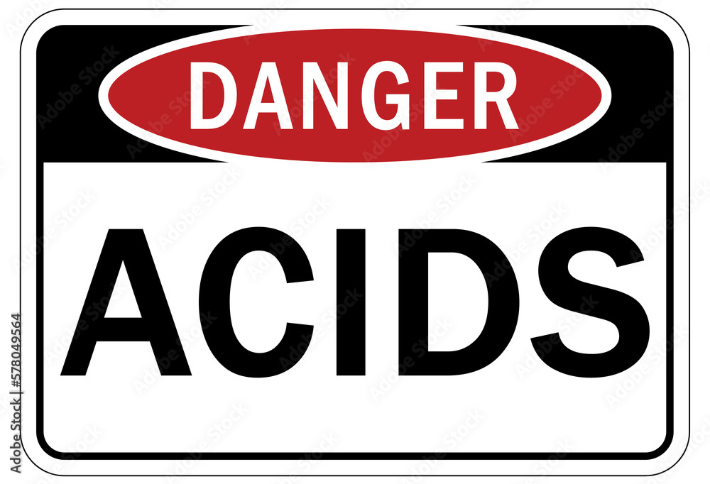Sulfuric acid chemical warning sign and labels Sulfuric acid chemical warning sign and labels